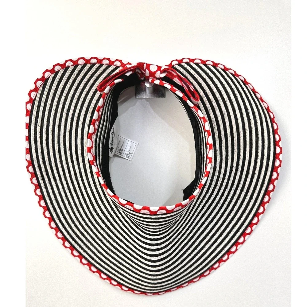 Disney Minnie Mouse Packable Sun Visor Sun Hat OS Striped Polka Dot Resort